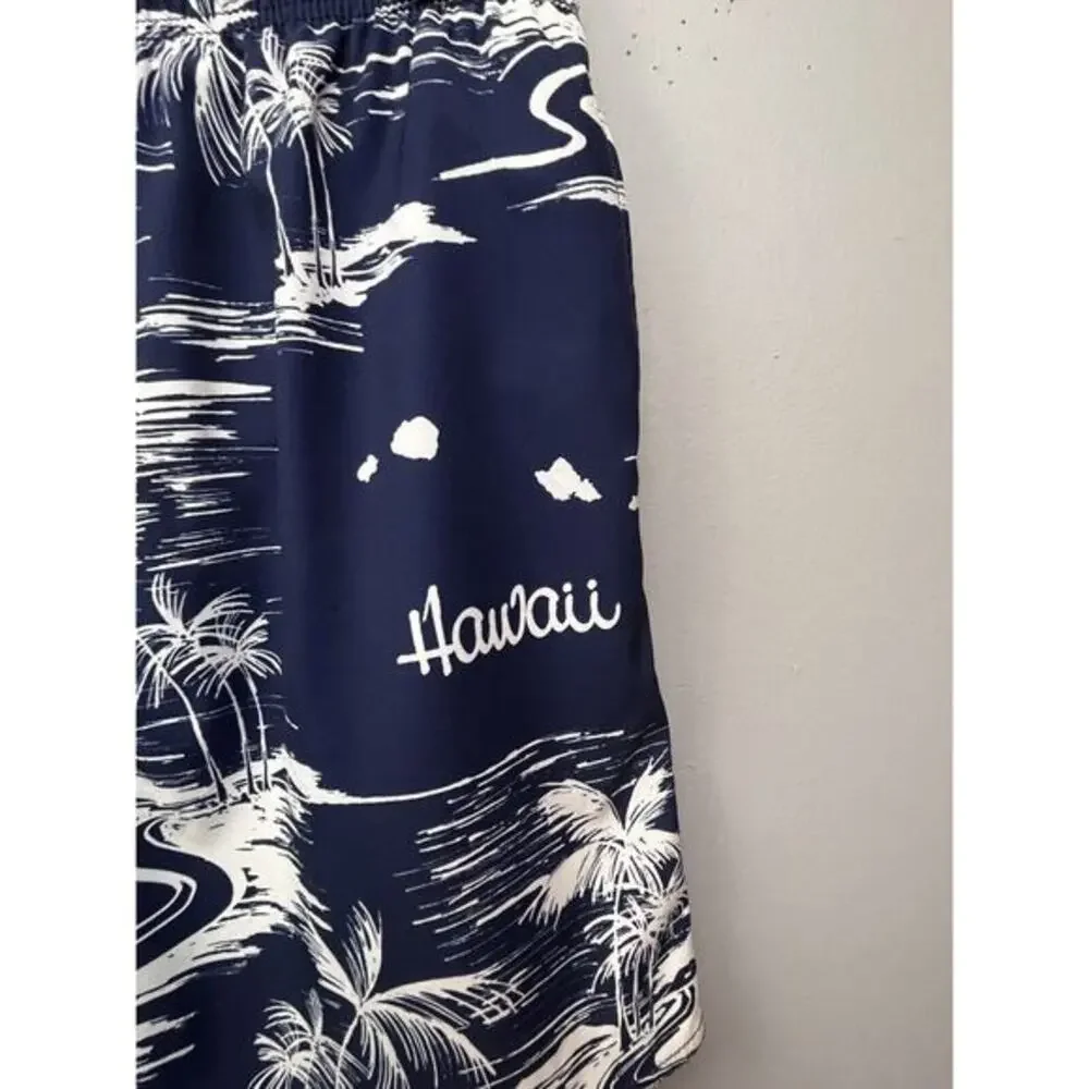 Favant Board Shorts Mens‎ Large Swim Surf Blue Hawaiian Floral Hawaii Pocket